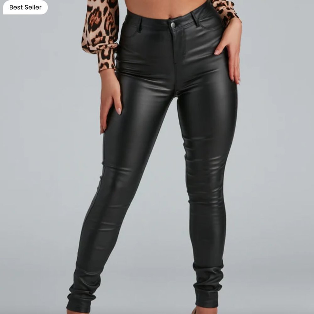 High Rise Skinny Leather Pants